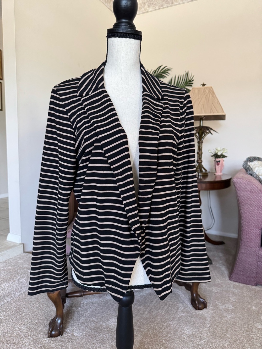 Anthropologie Black and White Striped Blazer